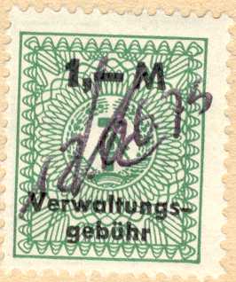Verwaltungsgebühr. Gebührenmarke zu 1,- M
