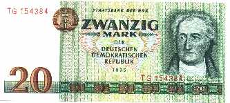 20 Mark der DDR, 1975, Vorderseite