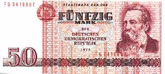 50 Mark der DDR, Serie 1971, Vorderseite